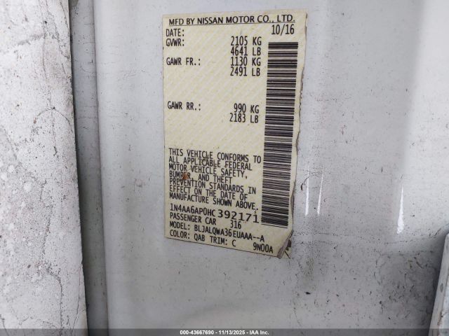 2017 NISSAN MAXIMA 1N4AA6AP0HC392171 Photo 8