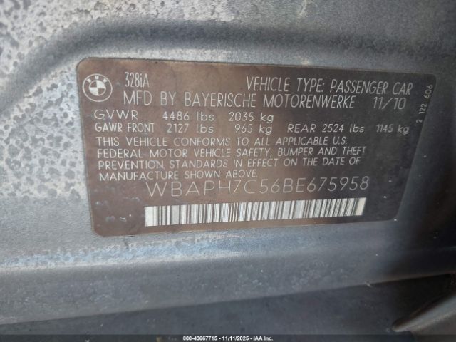 2011 BMW 328I WBAPH7C56BE675958 Photo 8