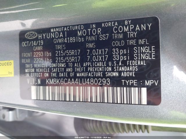 2020 HYUNDAI KONA KM8K6CAA4LU480293 Photo 8