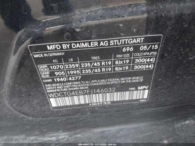 2015 MERCEDES-BENZ GLA 250 WDCTG4EB7FJ146032 Photo 8