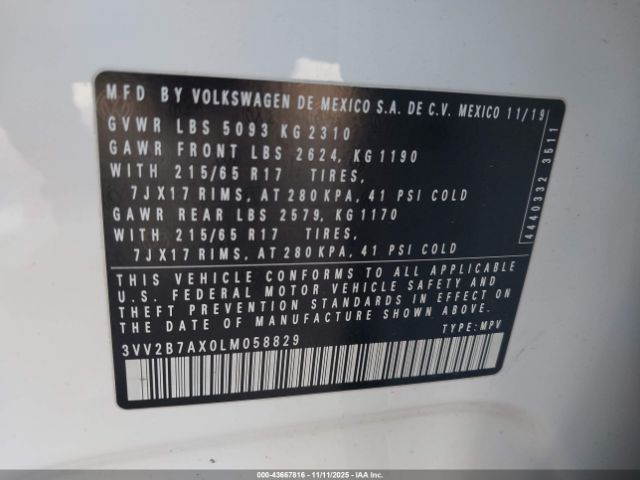 2020 VOLKSWAGEN TIGUAN 3VV2B7AX0LM058829 Photo 8