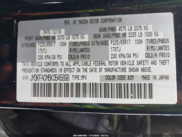 2019 MAZDA CX-5 JM3KFACM6K0545898 Photo 8