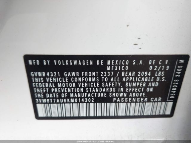 2019 VOLKSWAGEN GOLF GTI 3VW6T7AU6KM014302 Photo 8