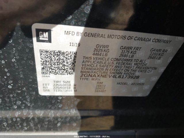 2020 CHEVROLET EQUINOX 2GNAXNEV4L6173928 Photo 8