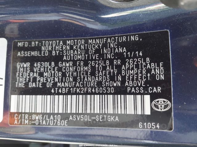 2015 TOYOTA CAMRY 4T4BF1FK2FR460530 Photo 8
