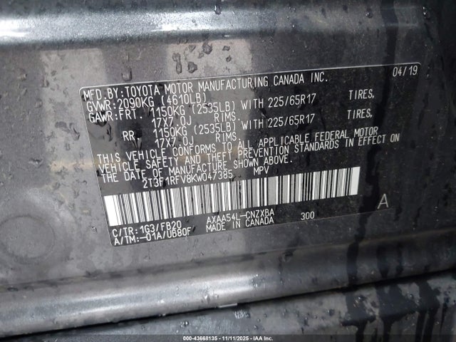 2019 TOYOTA RAV4 2T3F1RFV8KW047385 Photo 8