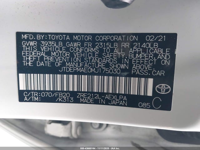 Toyota Corolla 2021 JTDEPMAE0MJ175030 Image 22