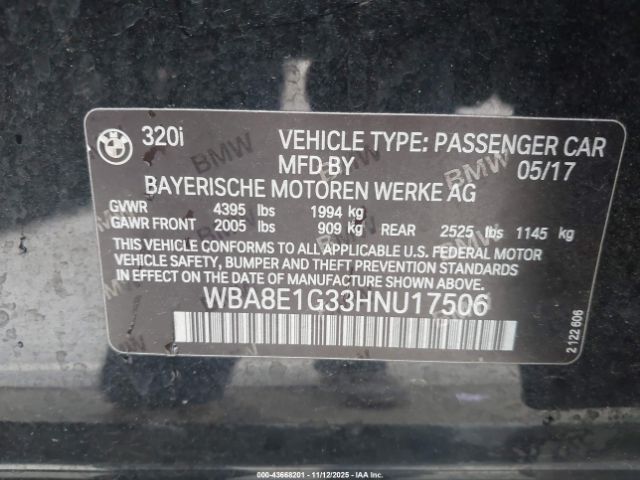 2017 BMW 320I WBA8E1G33HNU17506 Photo 8