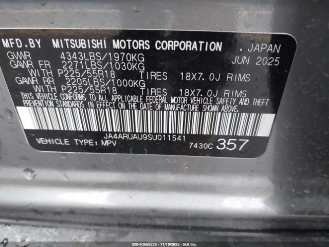 2025 MITSUBISHI OUTLANDER SPORT JA4ARUAU9SU011541 Photo 8