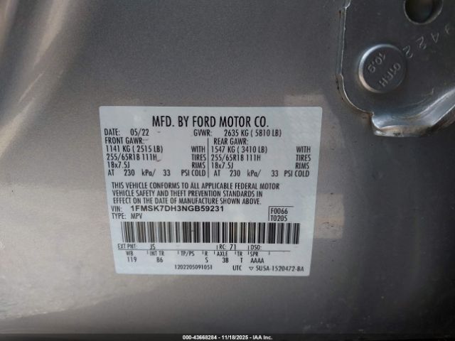 2022 FORD EXPLORER 1FMSK7DH3NGB59231 Photo 8