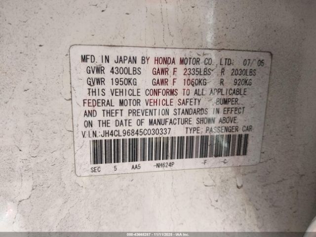 2005 ACURA TSX JH4CL96845C030337 Photo 8