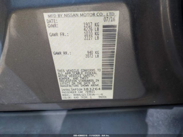 2016 NISSAN ALTIMA 1N4AL3AP1GN383264 Photo 8