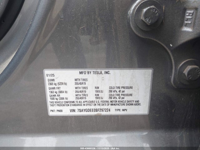 2025 TESLA MODEL Y 7SAYGDEE0SF297224 Photo 8