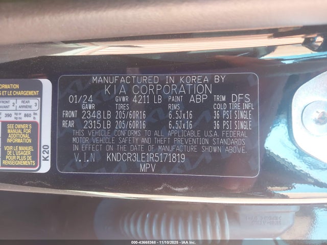 KNDCR3LE1R5171819 KIA NIRO EX