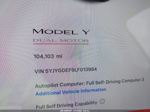 2020 TESLA MODEL Y 5YJYGDEF9LF013984 Photo 6