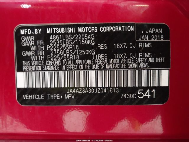 2018 MITSUBISHI OUTLANDER JA4AZ3A30JZ041613 Photo 8