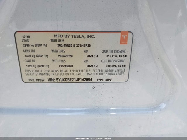 2018 TESLA MODEL X 5YJXCBE21JF142694 Photo 8