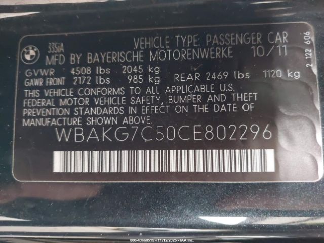 2012 BMW 335I WBAKG7C50CE802296 Photo 8