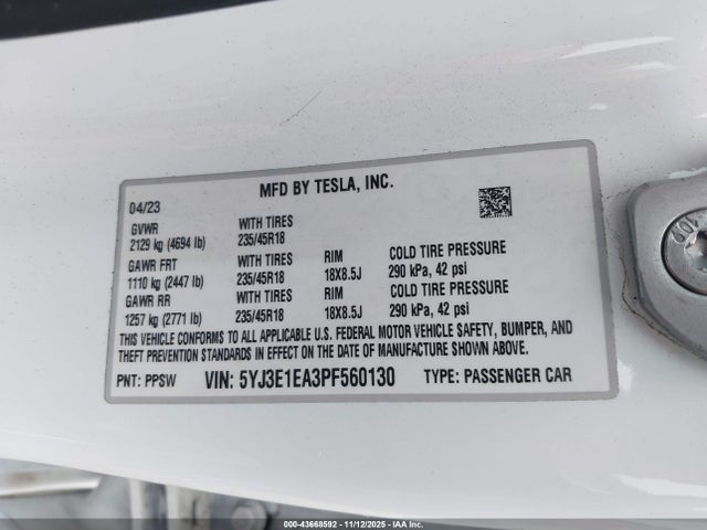 2023 TESLA MODEL 3 5YJ3E1EA3PF560130 Photo 8