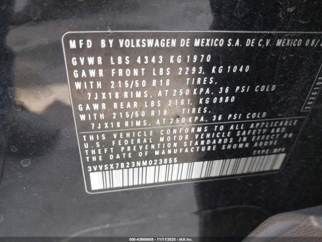 2022 VOLKSWAGEN TAOS 3VVSX7B23NM023855 Photo 8