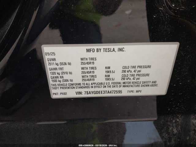 2026 TESLA MODEL Y 7SAYGDEE3TA472595 Photo 8