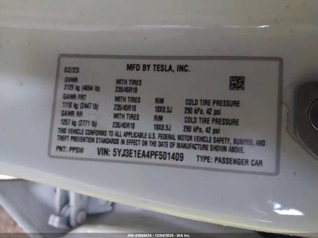 2023 TESLA MODEL 3 5YJ3E1EA4PF501409 Photo 8