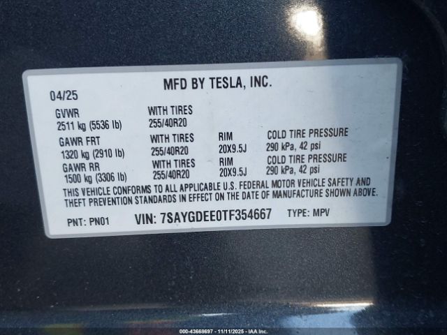 2026 TESLA MODEL Y 7SAYGDEE0TF354667 Photo 8