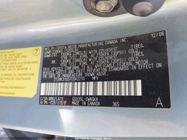 2007 LEXUS RX 350 2T2HK31U57C042210 Photo 8