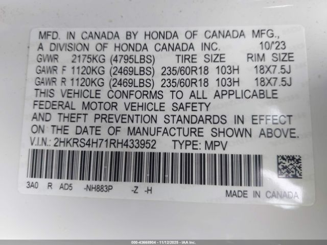 2024 HONDA CR-V 2HKRS4H71RH433952 Photo 8