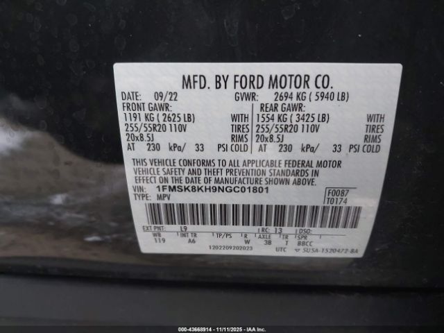 2022 FORD EXPLORER 1FMSK8KH9NGC01801 Photo 8