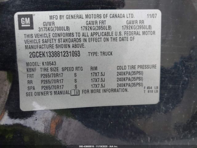 2008 CHEVROLET SILVERADO 1500 2GCEK133881231093 Photo 8