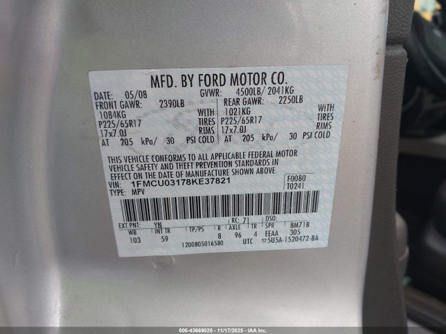 2008 FORD ESCAPE 1FMCU03178KE37821 Photo 8