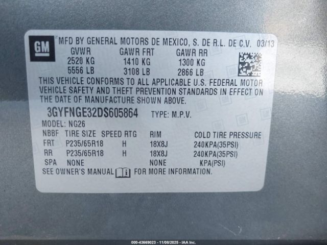 2013 CADILLAC SRX 3GYFNGE32DS605864 Photo 8