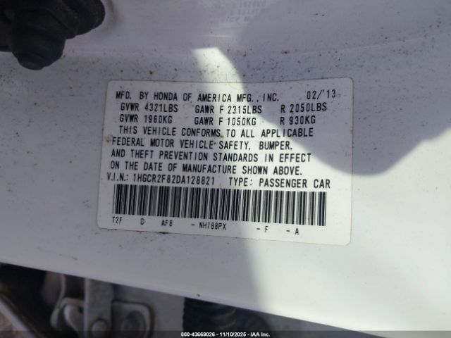 2013 HONDA ACCORD SDN 1HGCR2F82DA128821 Photo 8