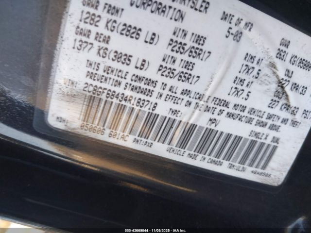 2004 CHRYSLER PACIFICA 2C8GF68434R183718 Photo 8