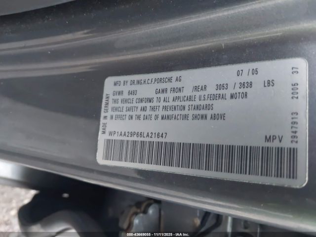 2006 PORSCHE CAYENNE WP1AA29P66LA21647 Photo 8