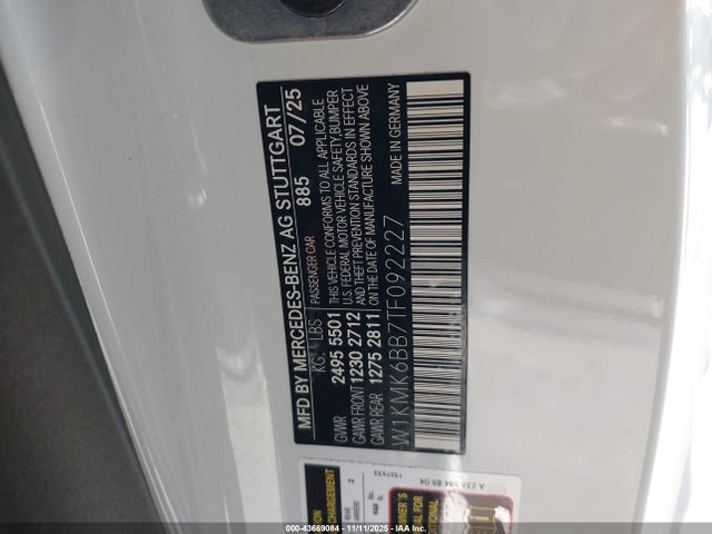 43669084 :رقم المزاد ، W1KMK6BB7TF092227 vin ، 2026 Mercedes-benz Cle 450 مزاد بيع