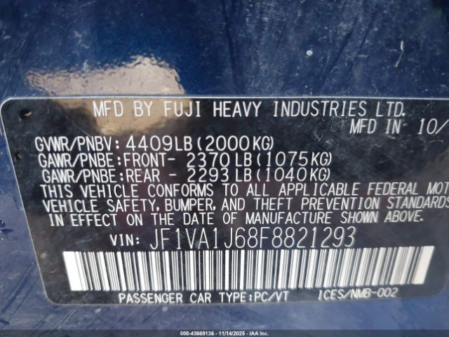 2015 SUBARU WRX JF1VA1J68F8821293 Photo 8