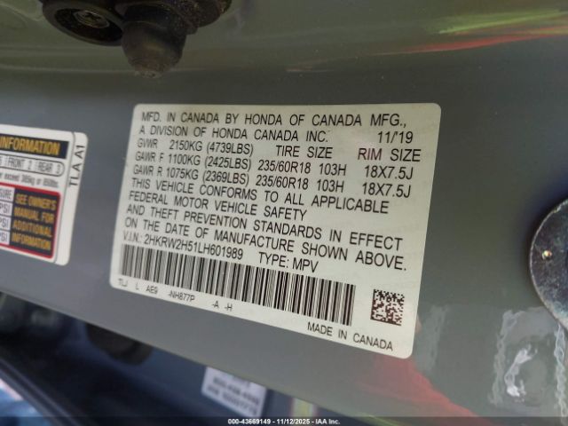 2020 HONDA CR-V 2HKRW2H51LH601989 Photo 8