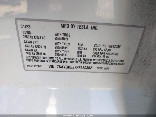 2023 TESLA MODEL Y 7SAYGDEE7PF660352 Photo 8