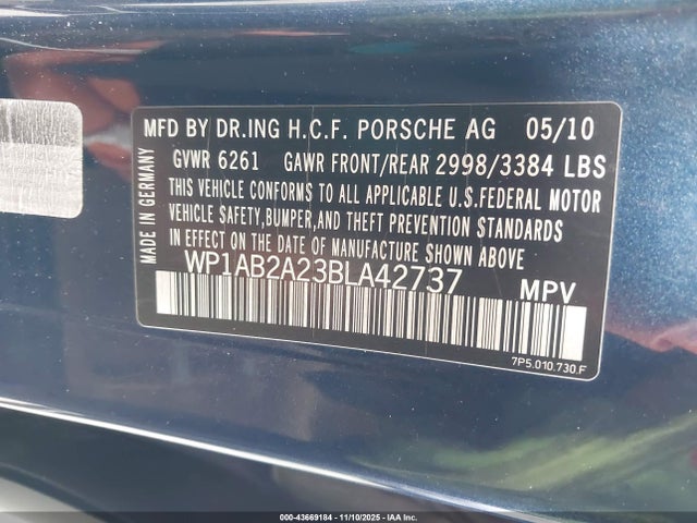 2011 PORSCHE CAYENNE WP1AB2A23BLA42737 Photo 8