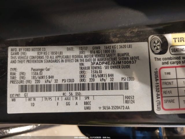 2018 FORD FIESTA 3FADP4EJ2JM100837 Photo 8