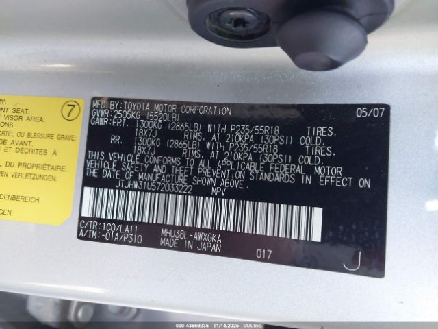 2007 LEXUS RX 400H JTJHW31U572033222 Photo 8