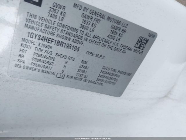 2011 CADILLAC ESCALADE ESV 1GYS4HEF1BR193194 Photo 8