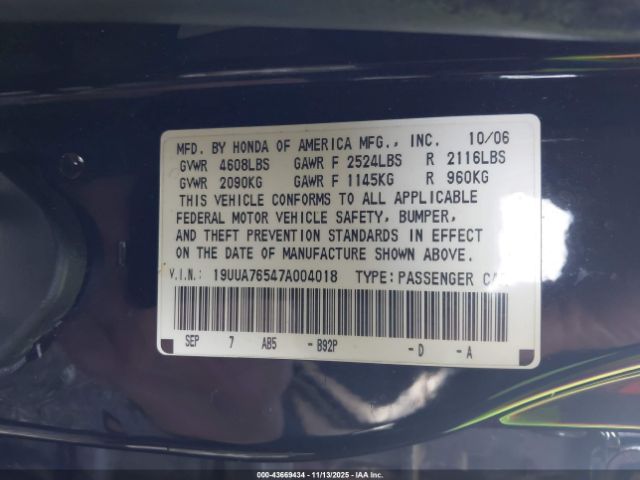 2007 ACURA TL 19UUA76547A004018 Photo 8