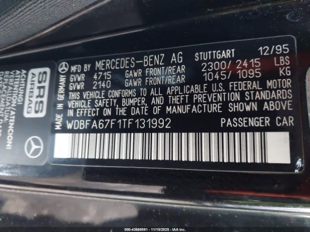 1996 MERCEDES-BENZ SL WDBFA67F1TF131992 Photo 8