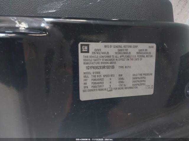 2009 CADILLAC ESCALADE 1GYFK962X9R100109 Photo 8