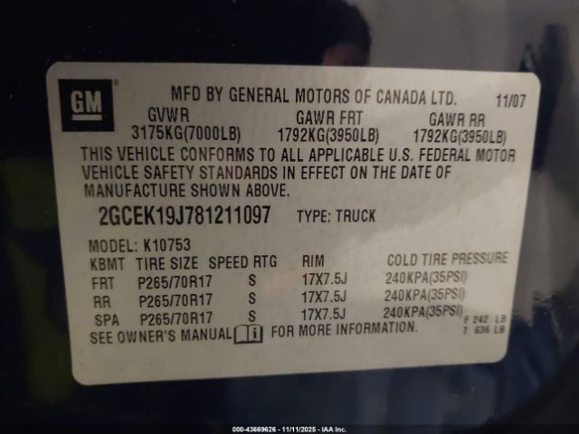 2008 CHEVROLET SILVERADO 1500 2GCEK19J781211097 Photo 8