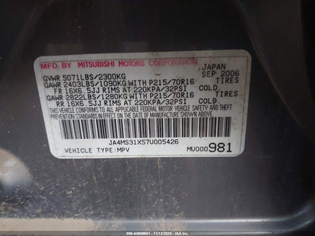 2007 MITSUBISHI OUTLANDER JA4MS31X57U005426 Photo 8