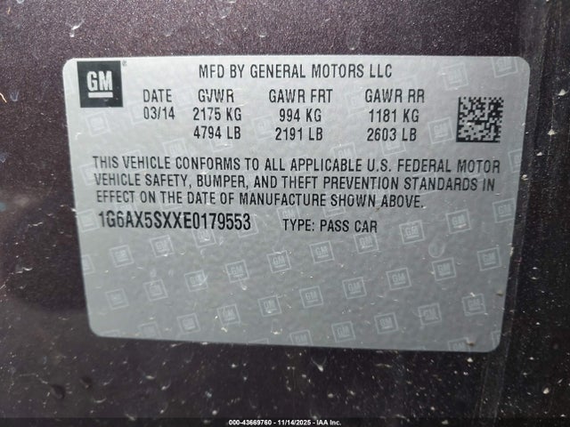 2014 CADILLAC CTS 1G6AX5SXXE0179553 Photo 8